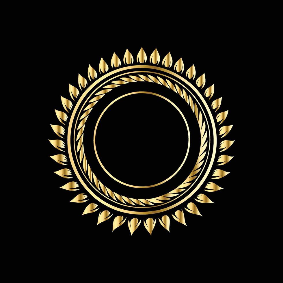 golden circle with wreath on black background vector