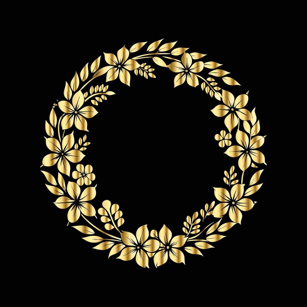 golden wreath on black background. decorative elements vector