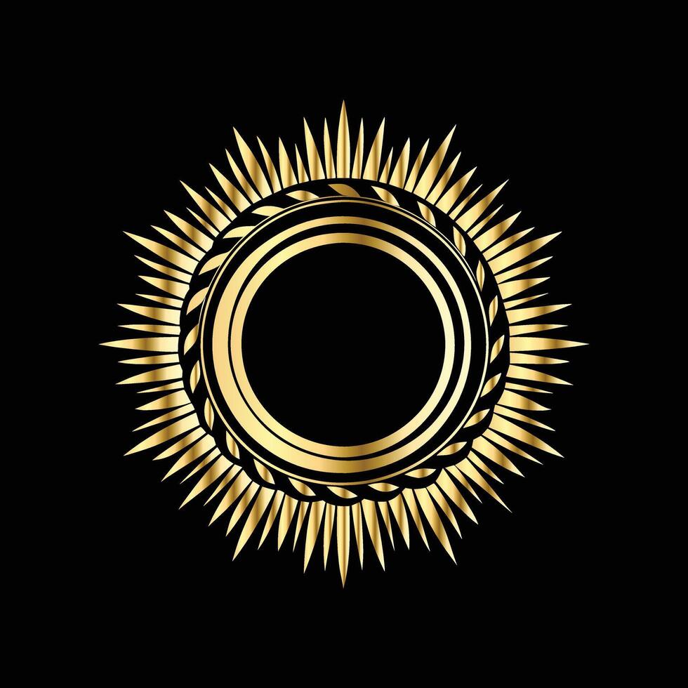 golden sunburst on black background vector