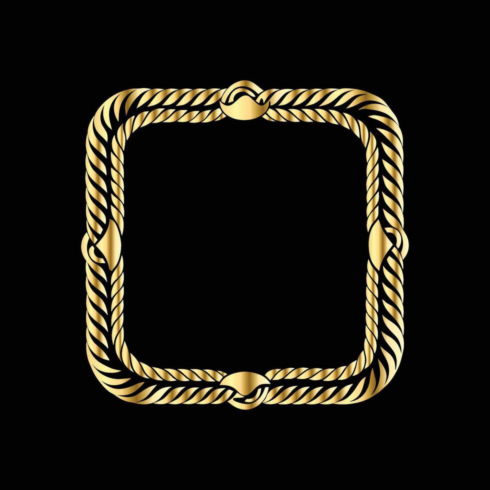golden rope frame on black background vector