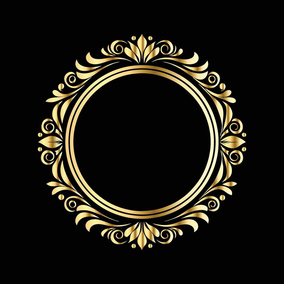 golden frame on black background. with floral ornament vector