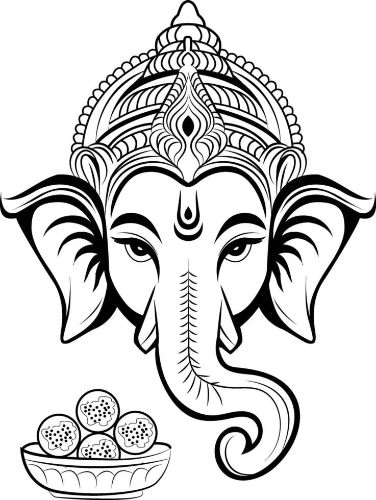 Ganesh Chaturthi Silhouette draw vector