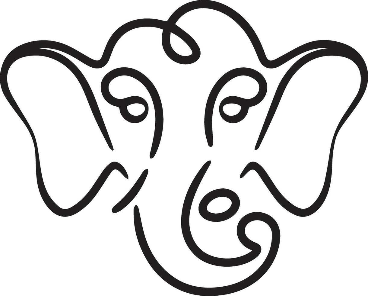 an elephant head with a long nose and ears vector