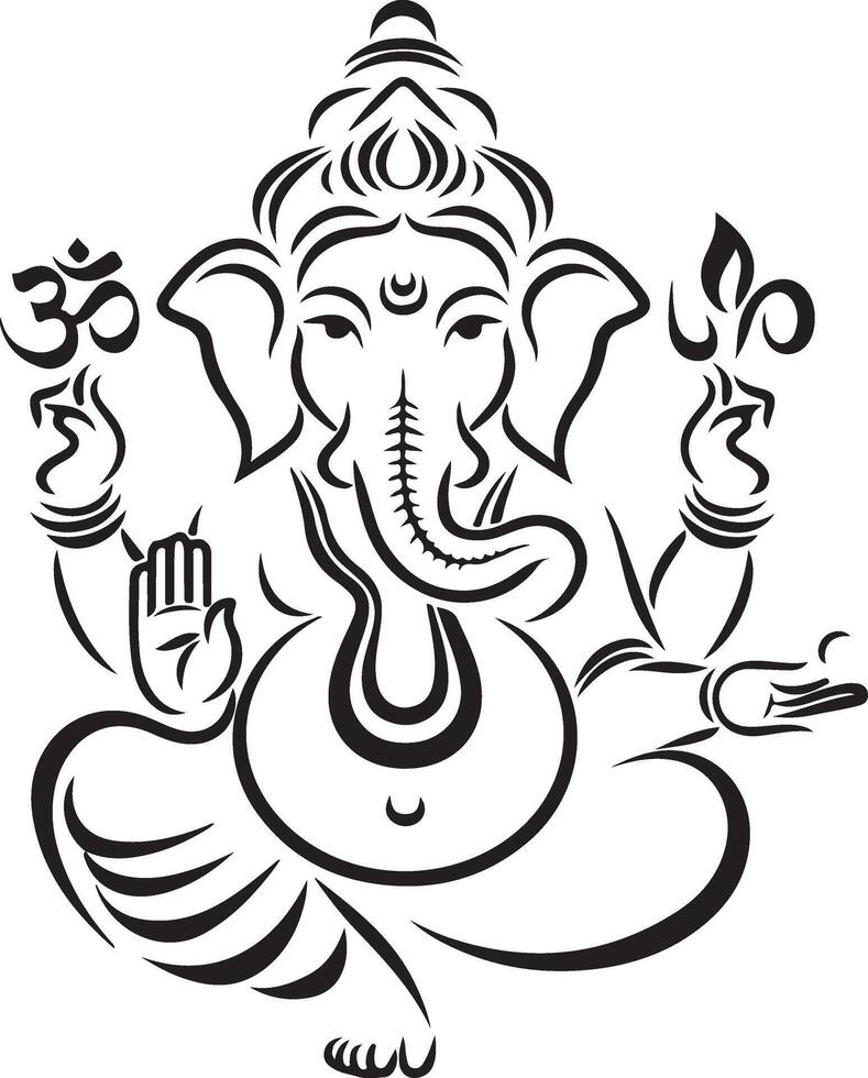 Ganesh Chaturthi Silhouette art illustration vector