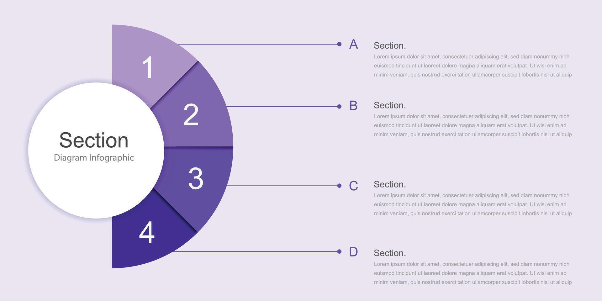 Infographic 4 selected sections with charts and lines for presentation, management, and visualization. 4k animation for business and marketing vector