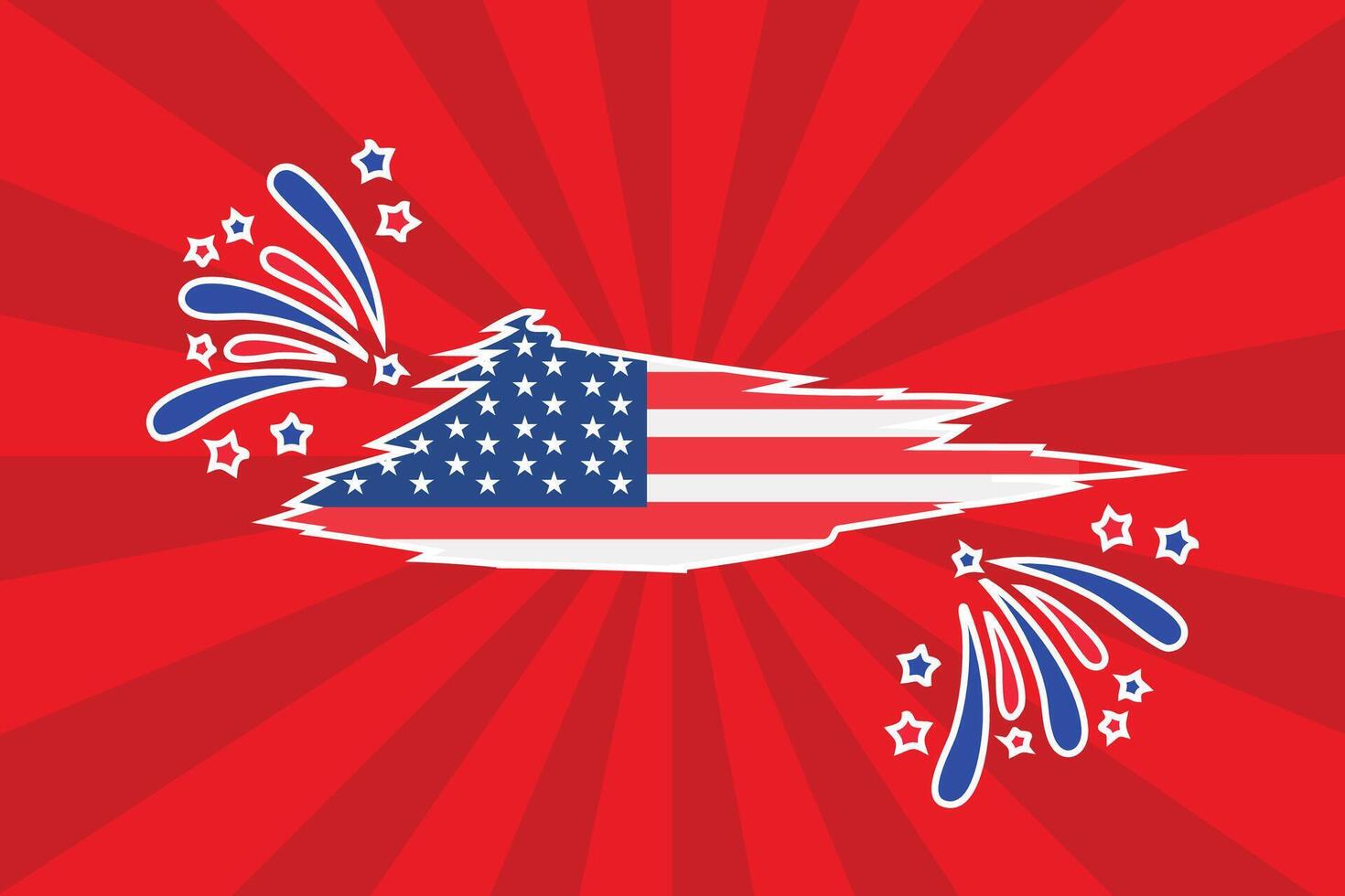 Celebrate freedom with 4th of July design featuring stars, fireworks, and the American flag, capturing the patriotic spirit in vibrant red, white, and blue. vector