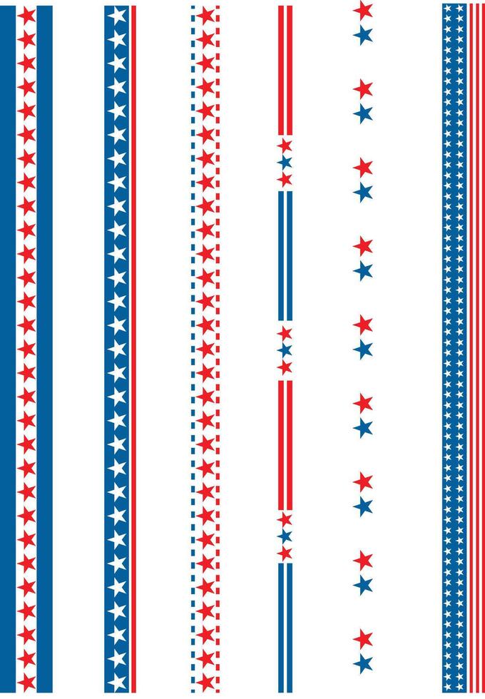 American patriotic frames, circles and rectangles in shape, decorated with red, white and blue stars and stripes are perfect for 4th of July designs and American Independence themed graphics. vector