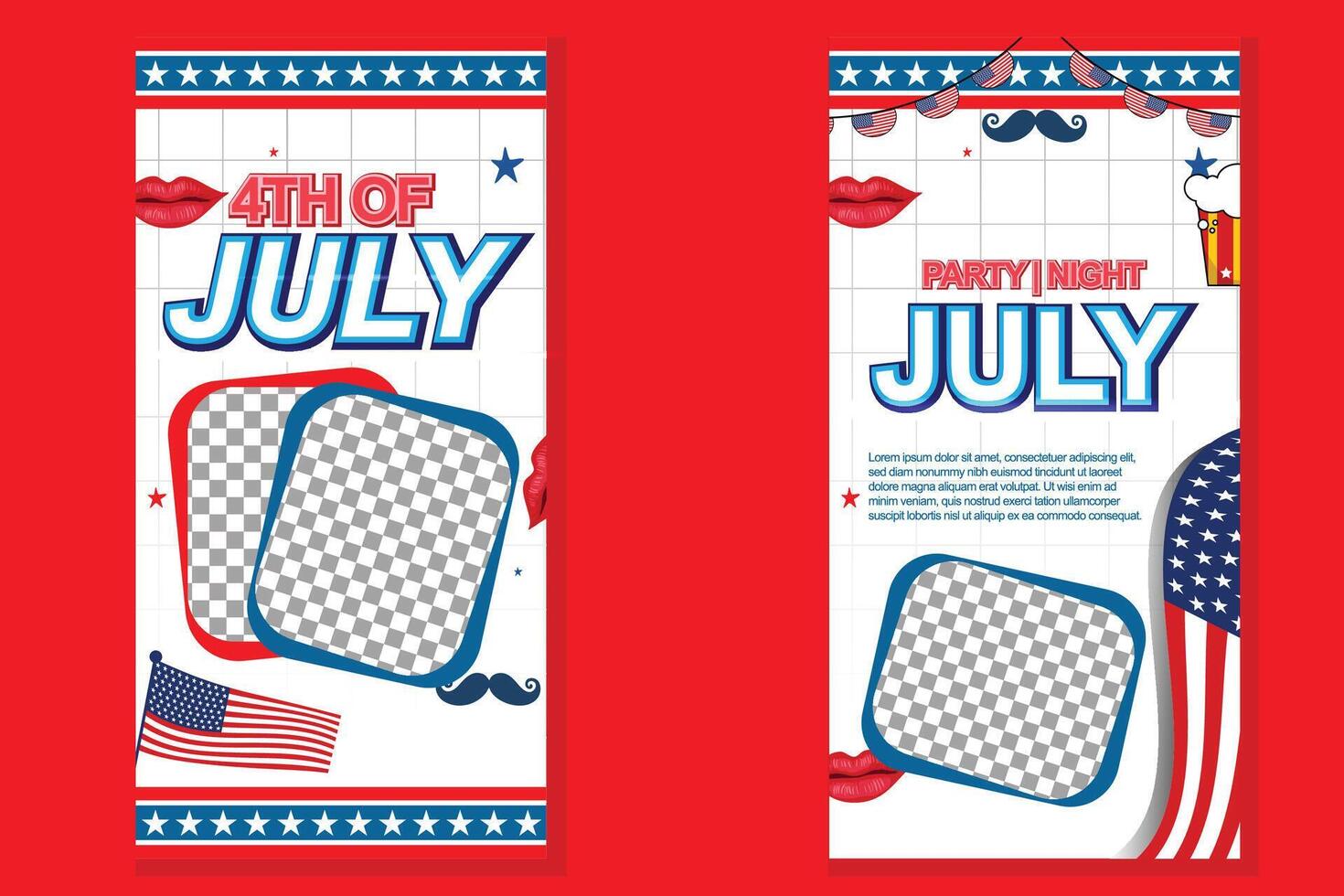 July 4th party invitation design vector