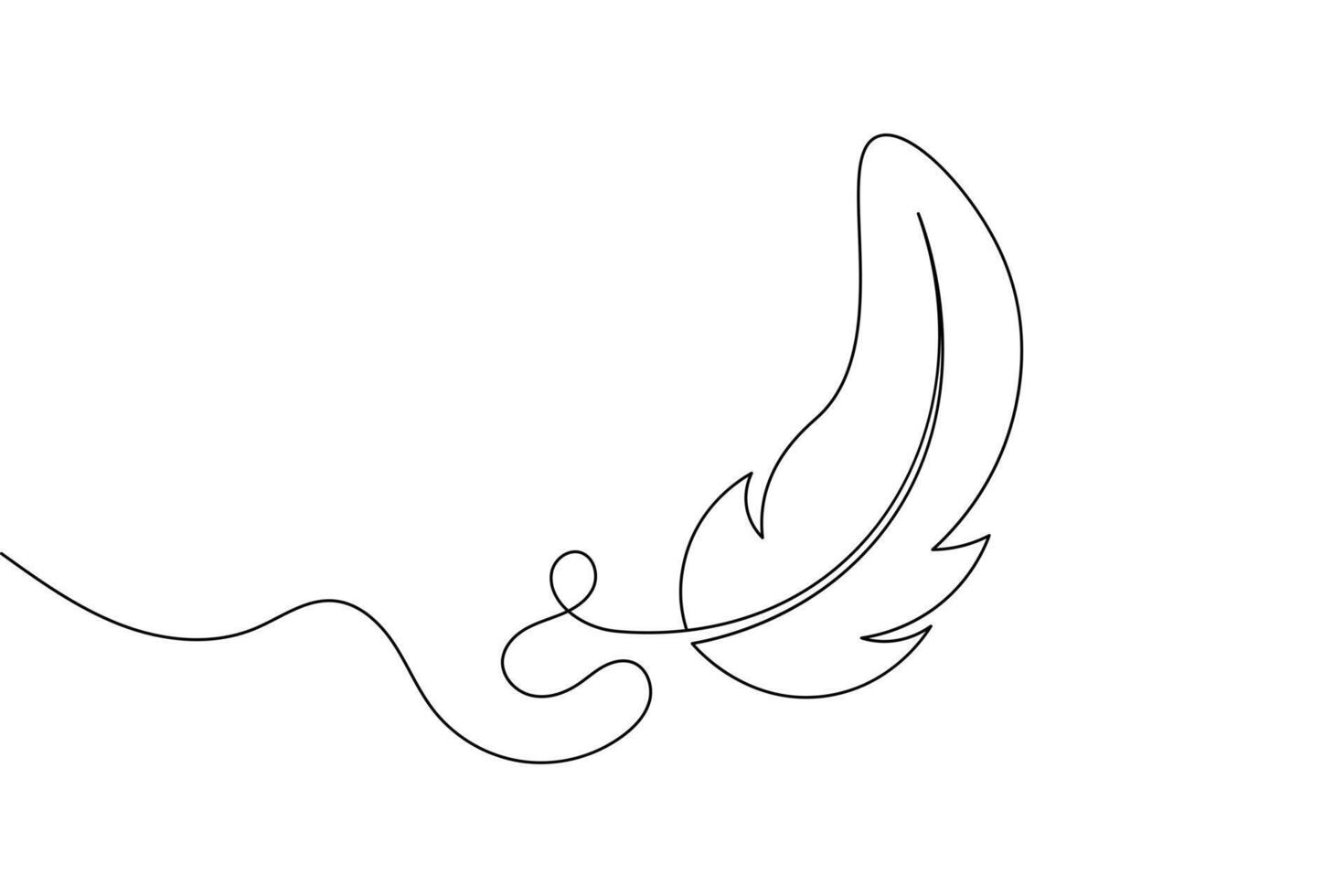 Elegant Feather, Single Line Art Minimalist Quill Drawing for Logos and Design vector