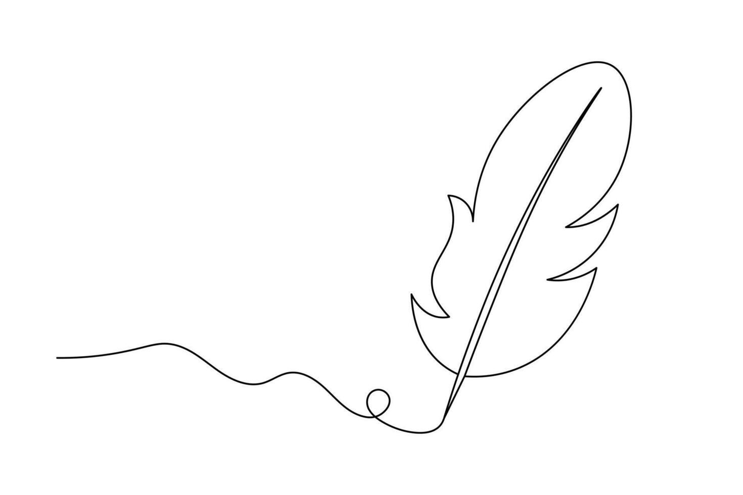 Elegant Feather Single Line Art Minimalist Quill Drawing for Logos and Design.. vector