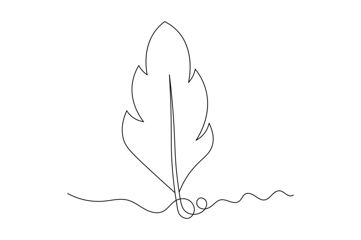 Elegant Feather Single Line Art Minimalist Quill, Drawing for Logos and Design vector