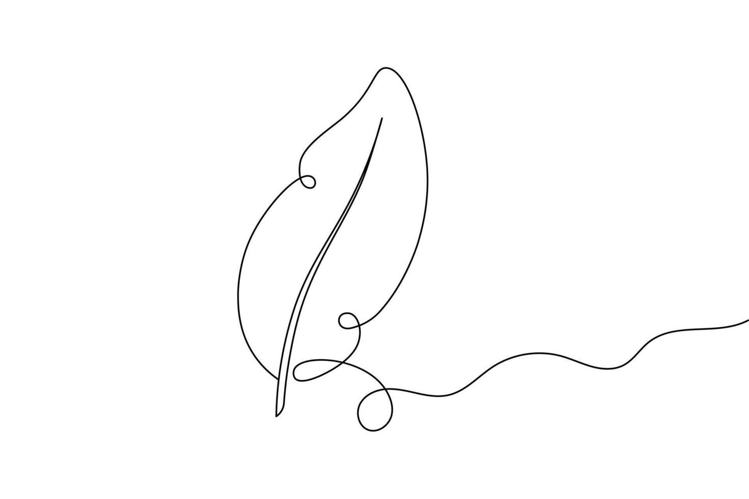 Elegant Feather Single Line Art Minimalist Quill Drawing, for Logos and Design vector