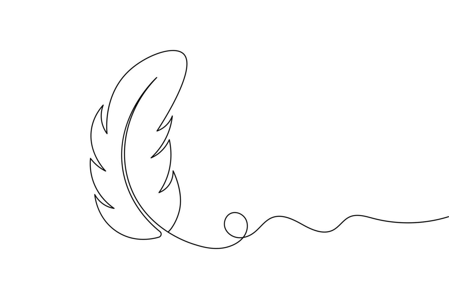 Elegant Feather Single Line, Art Minimalist Quill Drawing for Logos and Design vector