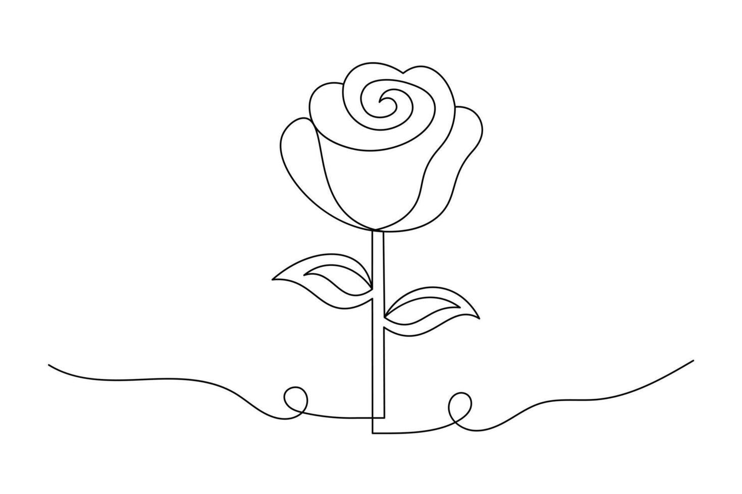 Rose Flower, Continuous Line Drawing Elegant One Line Art of a Minimalist Rose vector