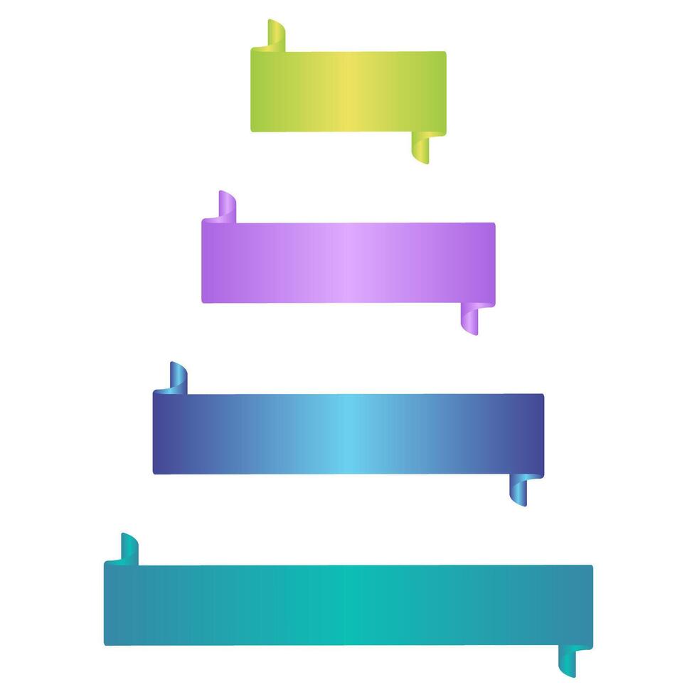 A set of gradient ribbon banner with curled end design vector