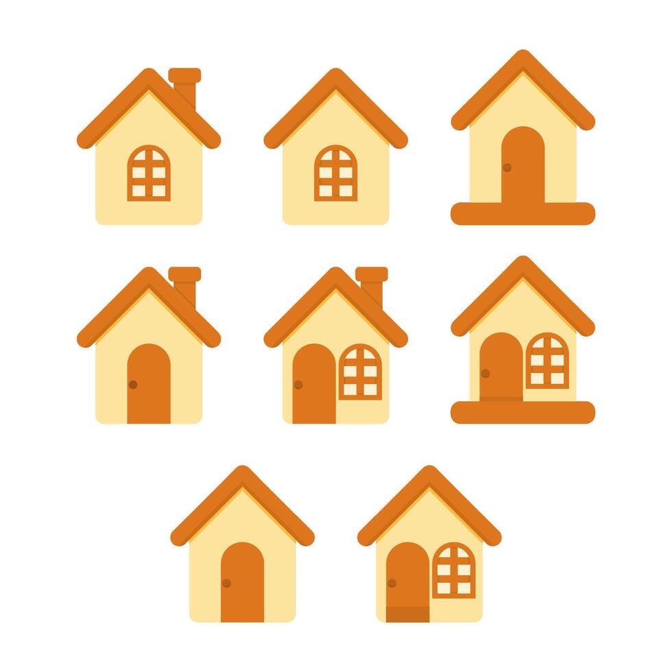 Set of adorable flat house icons vector