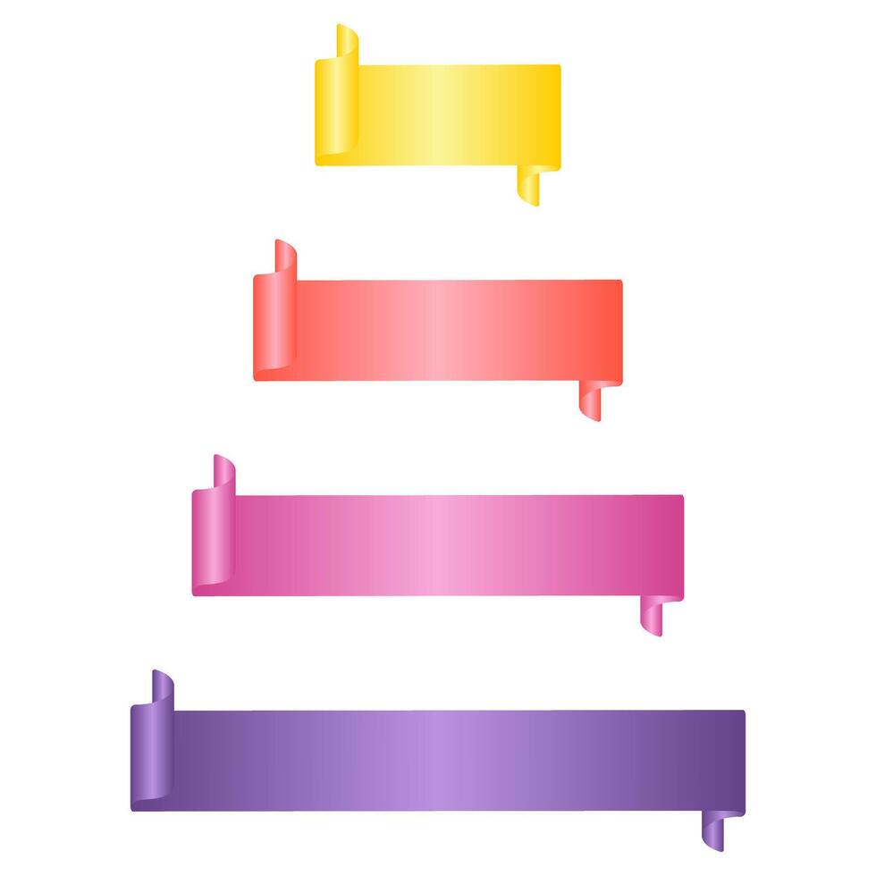 Gradient ribbon banner with curled end design vector