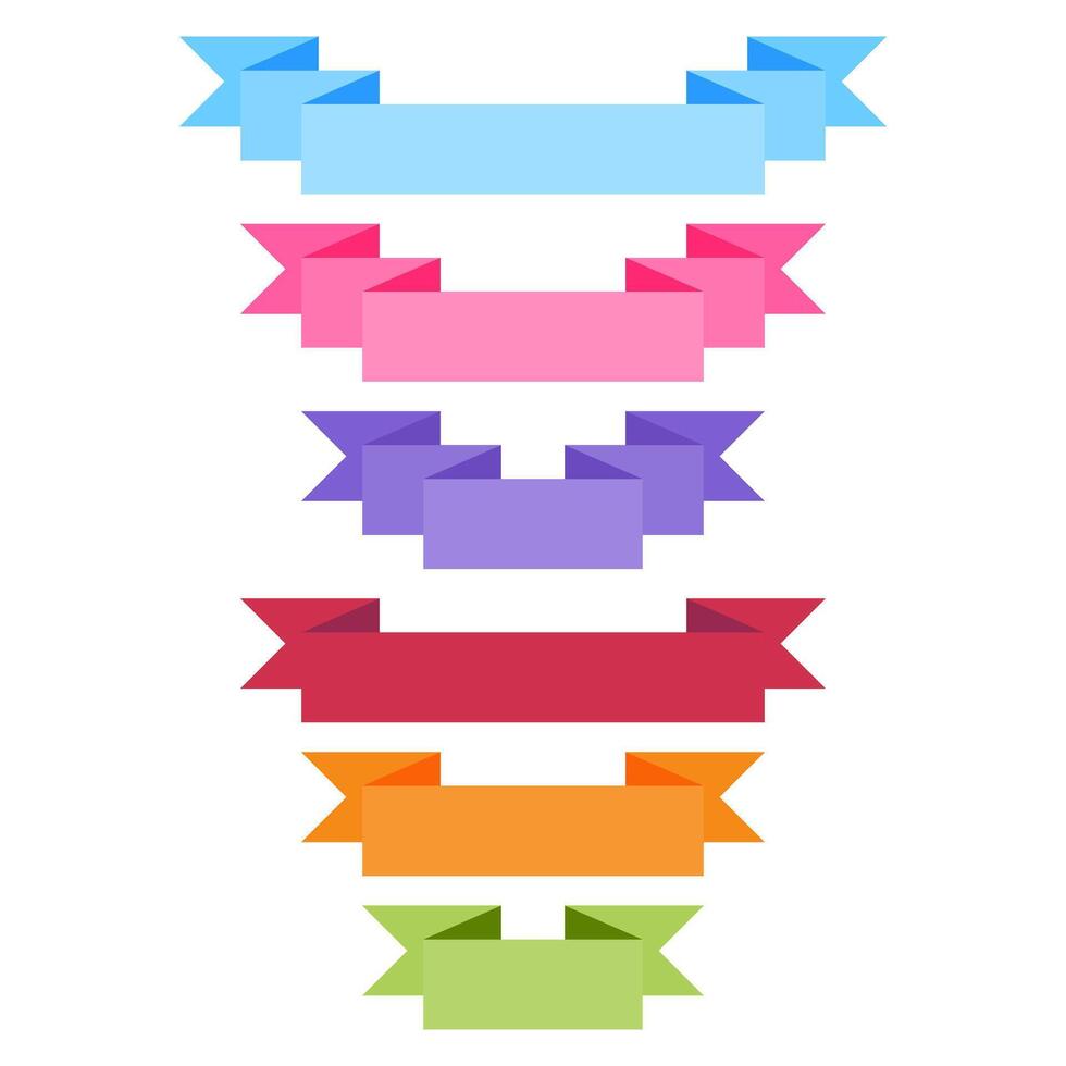 A colorful flat ribbon banners with 3D style set vector