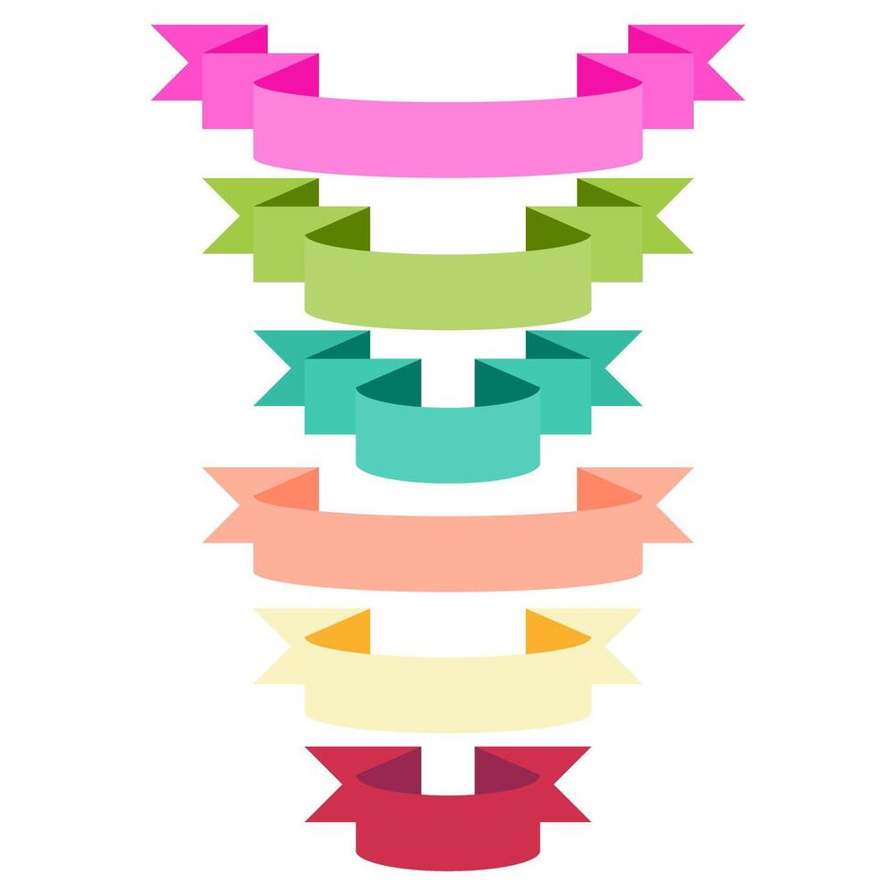 Colorful flat ribbon banners with 3D style vector
