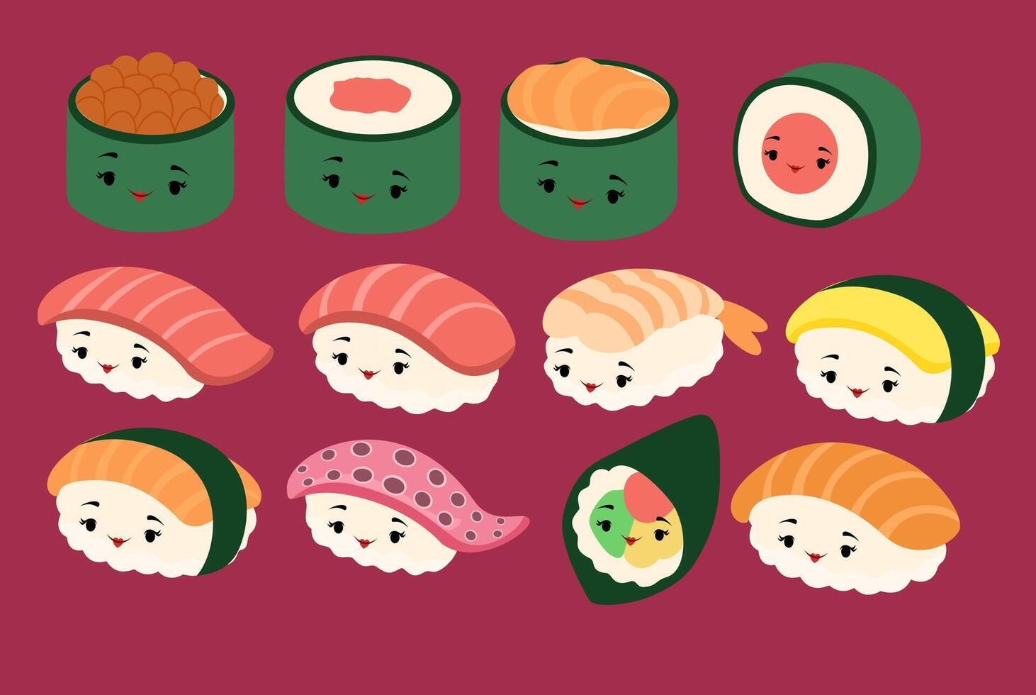 Cute Sushi Assortment vector