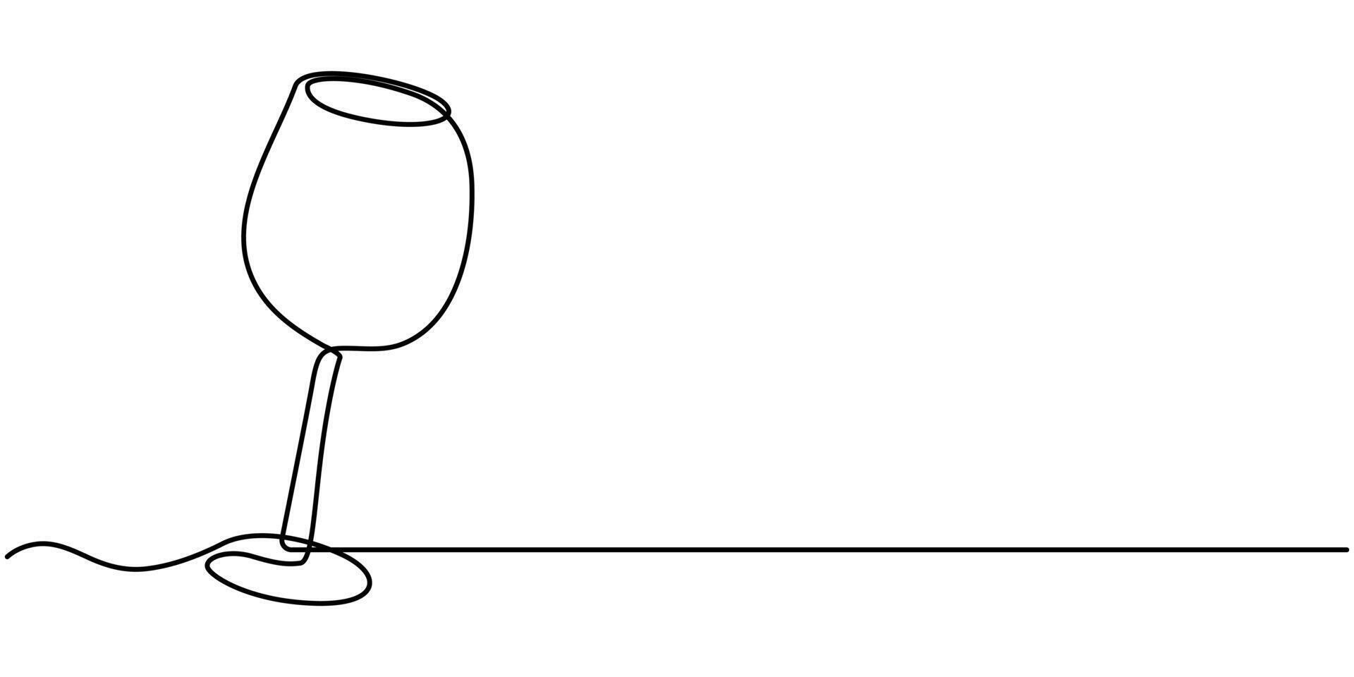 Wine glasses outline, Continuous one line drawing icon. vector