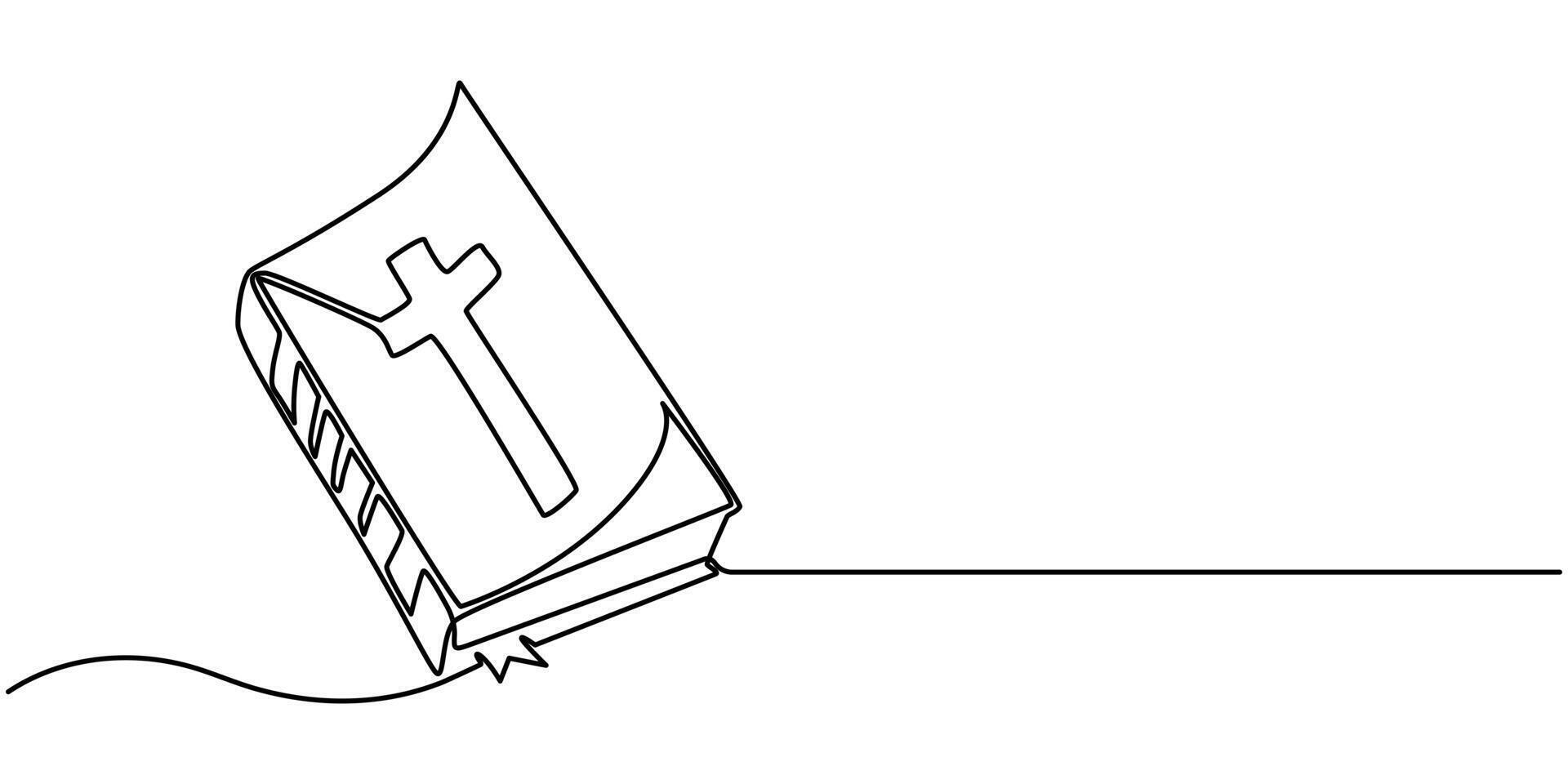 bible icon continuous one line drawing vector