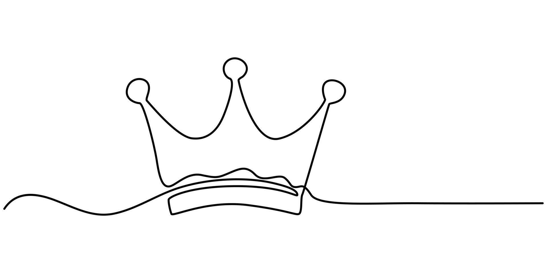 Continuous One line drawing of Crown. Representing monarchy with a basic crown shape, Royal Crown vector