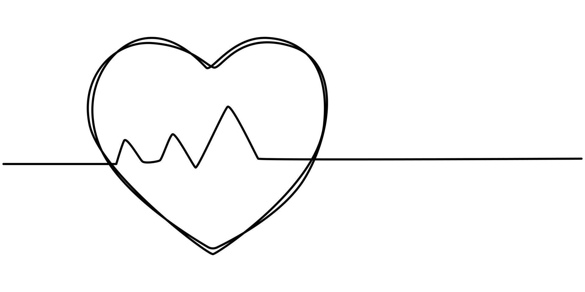 heart rate continuous one line drawing minimalism design illustration vector