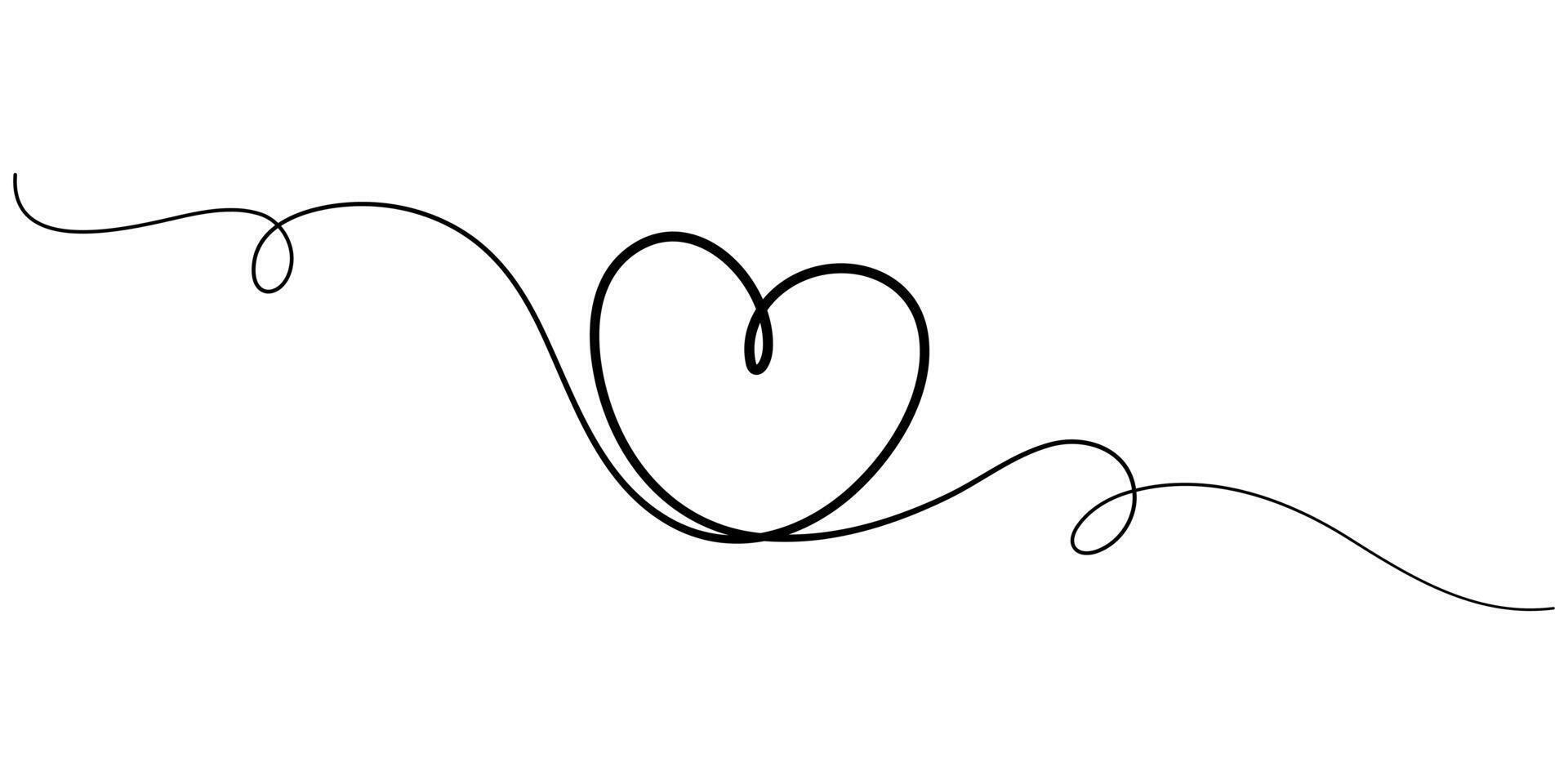 Hand drawn doodle heart. Continuous line art drawing illustration vector