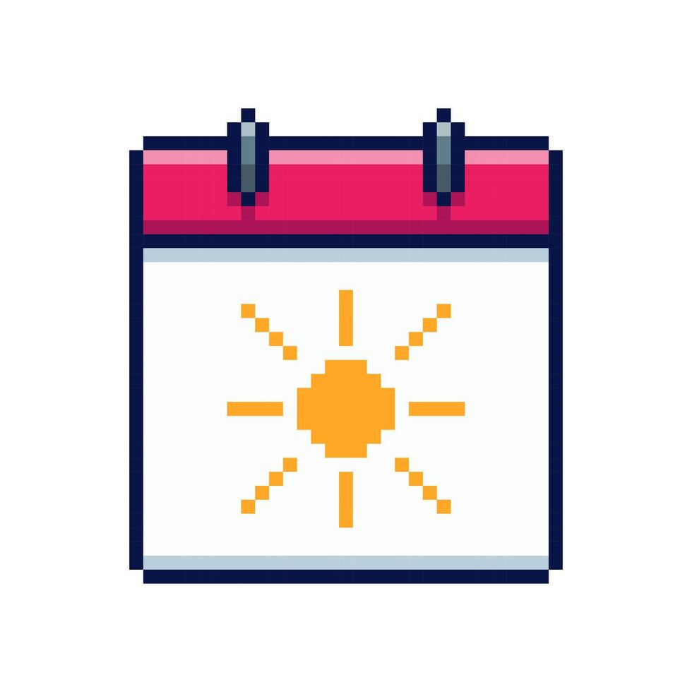 Pixel art Summer Calendar game asset design vector