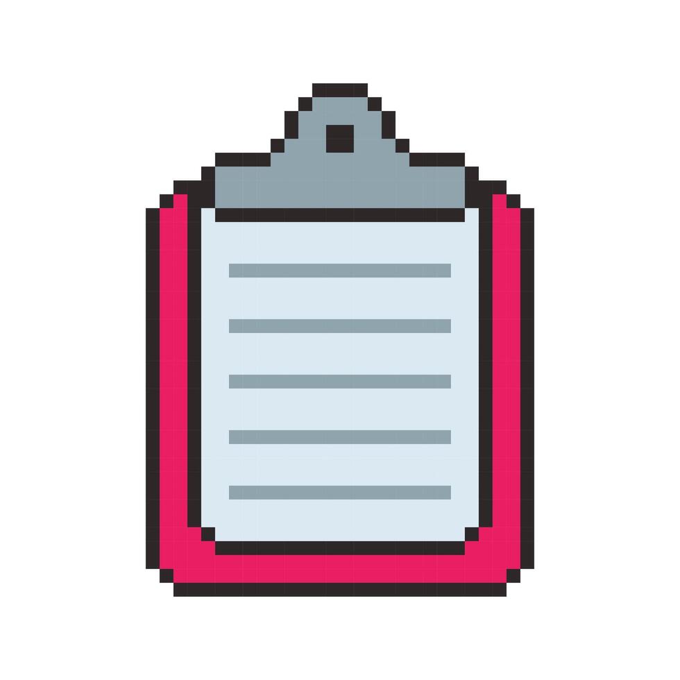 Pixel art a Clipboard with Document game asset design vector