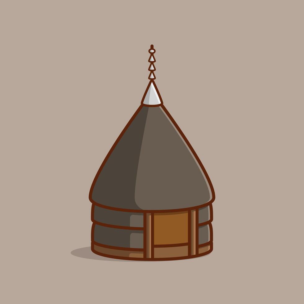Simple Kanak Traditional House of New Caledonia cartoon illustration Collection of Traditional House concept icon isolated vector