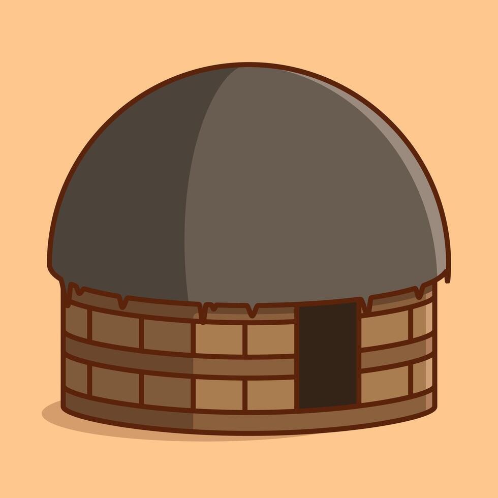 Simple Honai House of Papua cartoon illustration Collection of Traditional House concept icon isolated vector