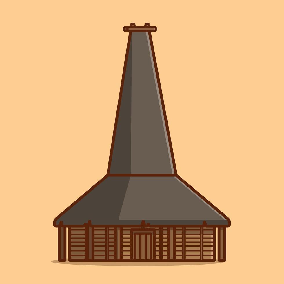 Simple Traditional Sumbanese Hut Indigenous House of Sumba Indonesia cartoon illustration Collection of Traditional House concept icon isolated vector