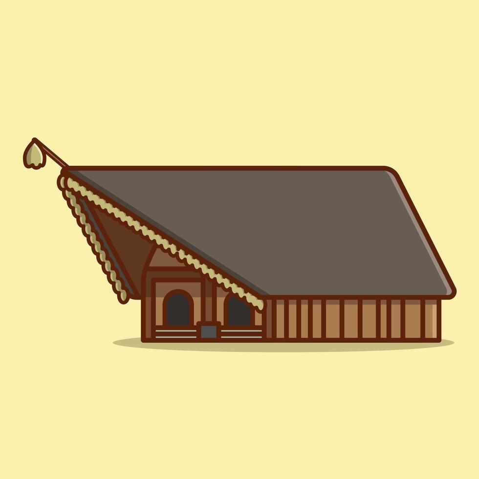 Simple Naga Hut Traditional House of Naga Tribes India cartoon illustration Collection of Traditional House concept icon isolated vector