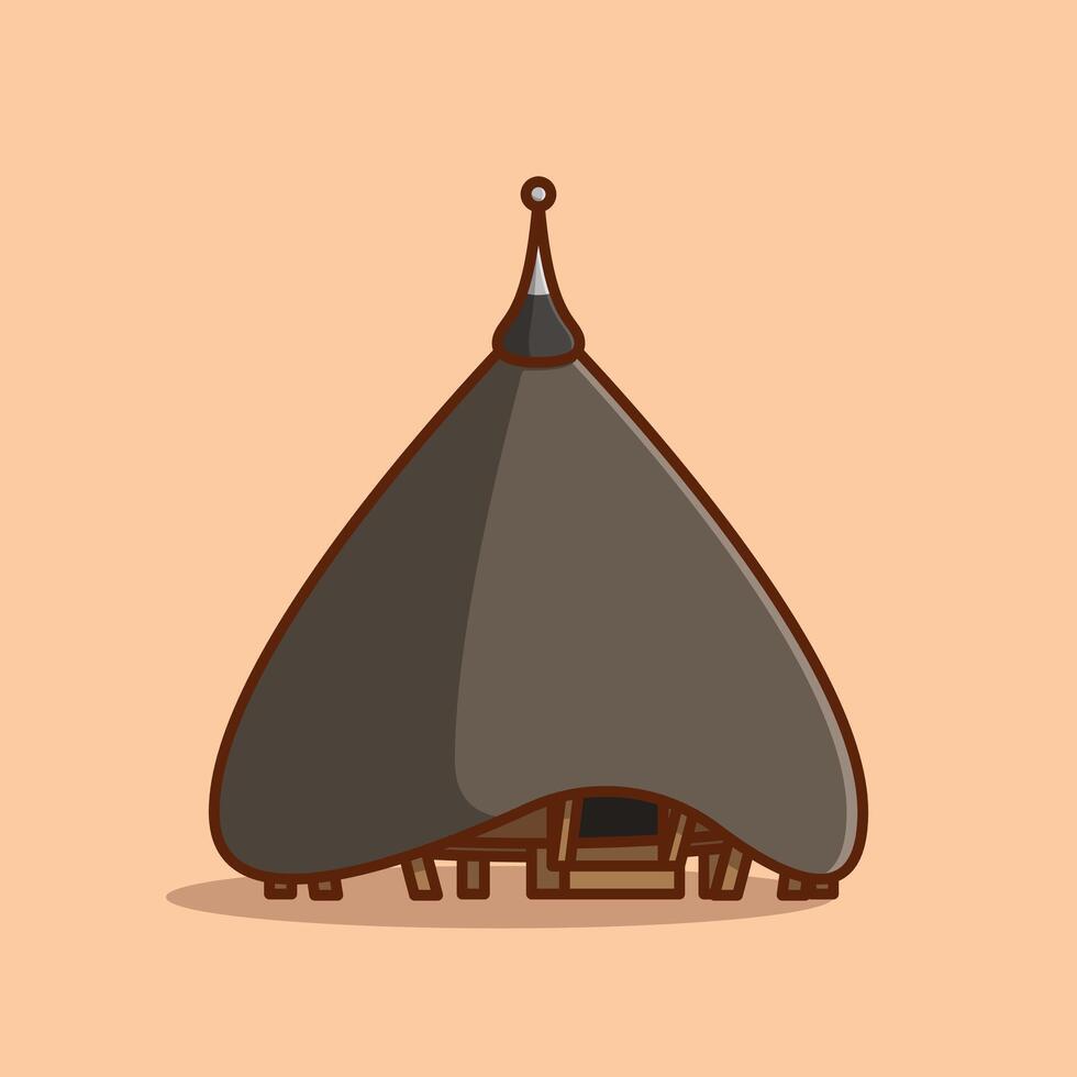 Simple Mbaru Niang Traditional Conical House of Wae Rebo Indonesia cartoon illustration Collection of Traditional House concept icon isolated vector