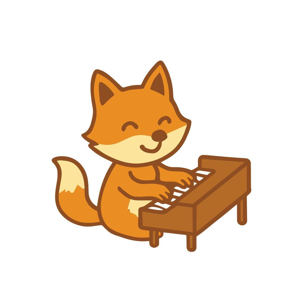 Cute cartoon fox playing the piano vector