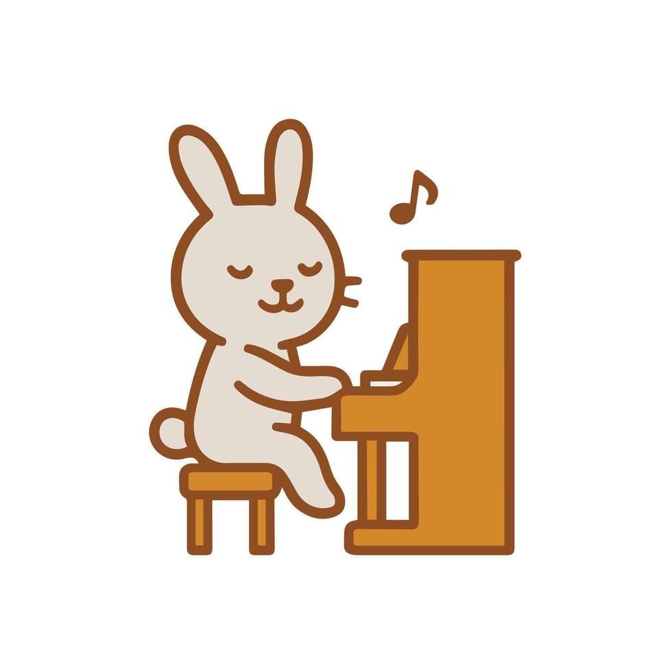 A cute bunny playing the piano vector
