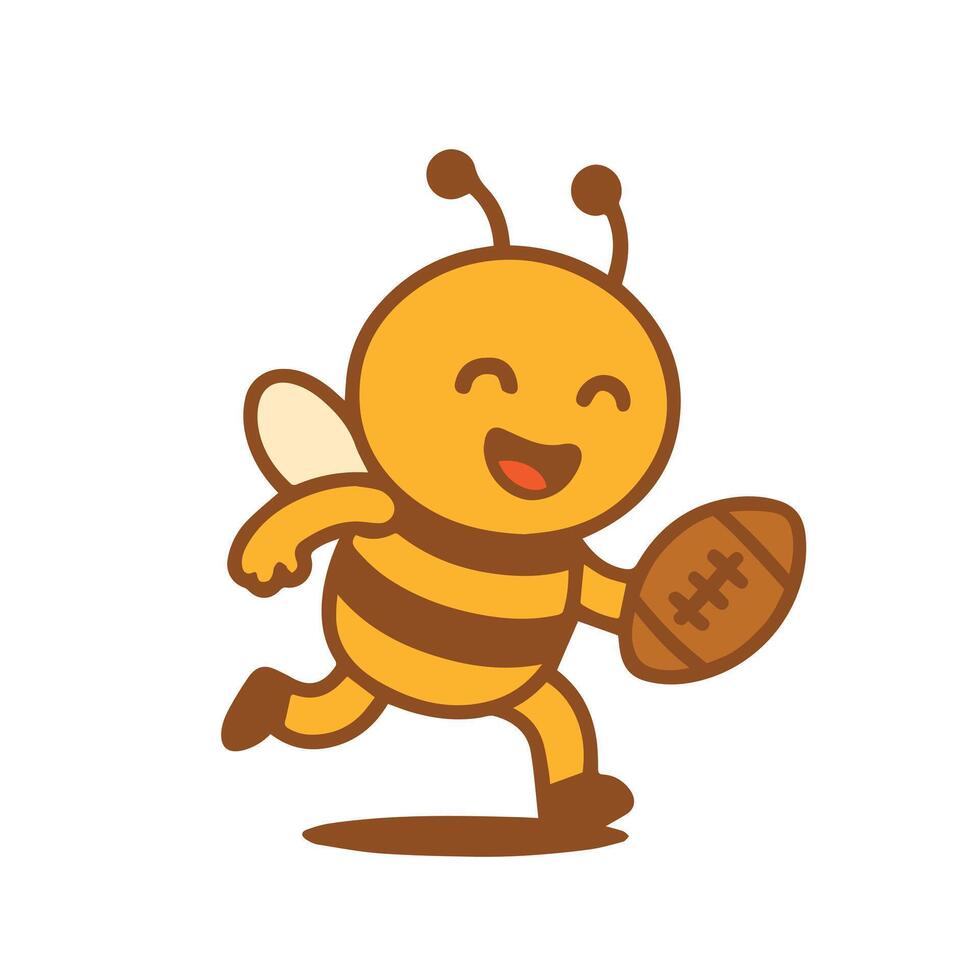 Cartoon Bee Running with Football vector