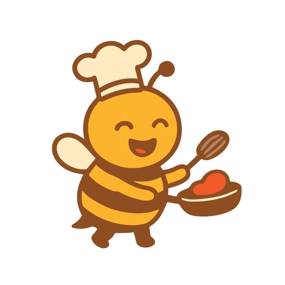 Happy Chef Bee Cooking Food vector