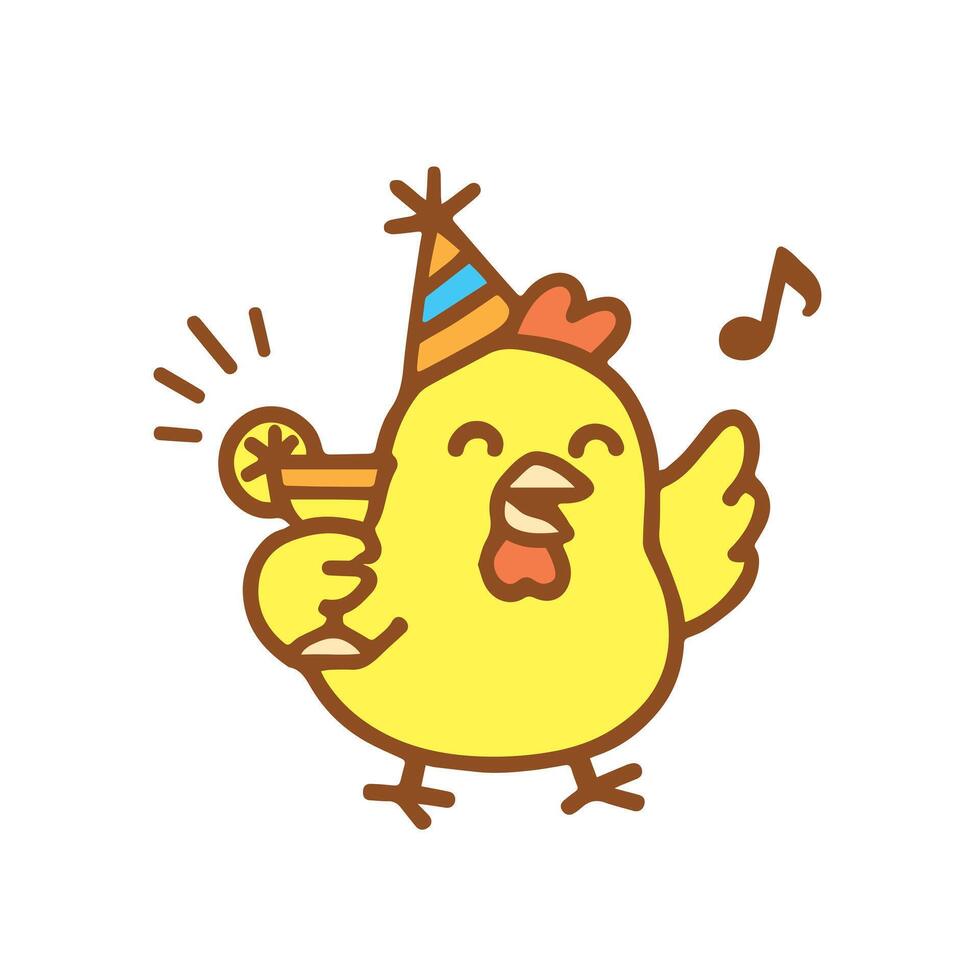 Partying Chicken with a Cocktail vector