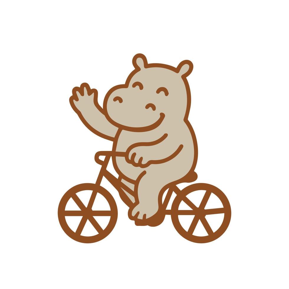Cute Cartoon Hippo Riding a Bicycle vector