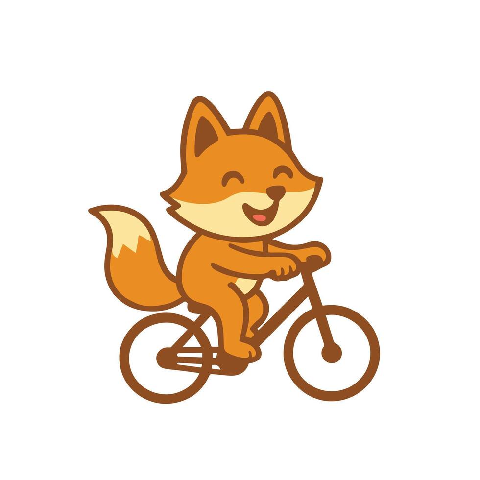 cute cartoon fox riding a bicycle vector