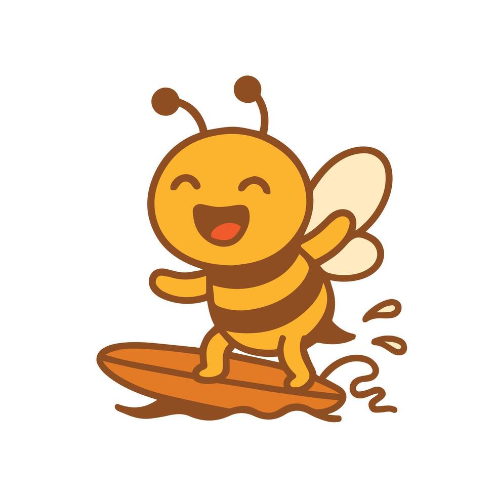 Happy Bee Surfing on a Wave vector