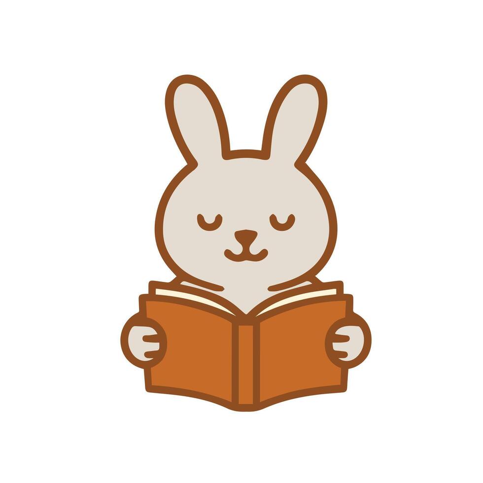 A cute bunny engrossed in reading a book vector