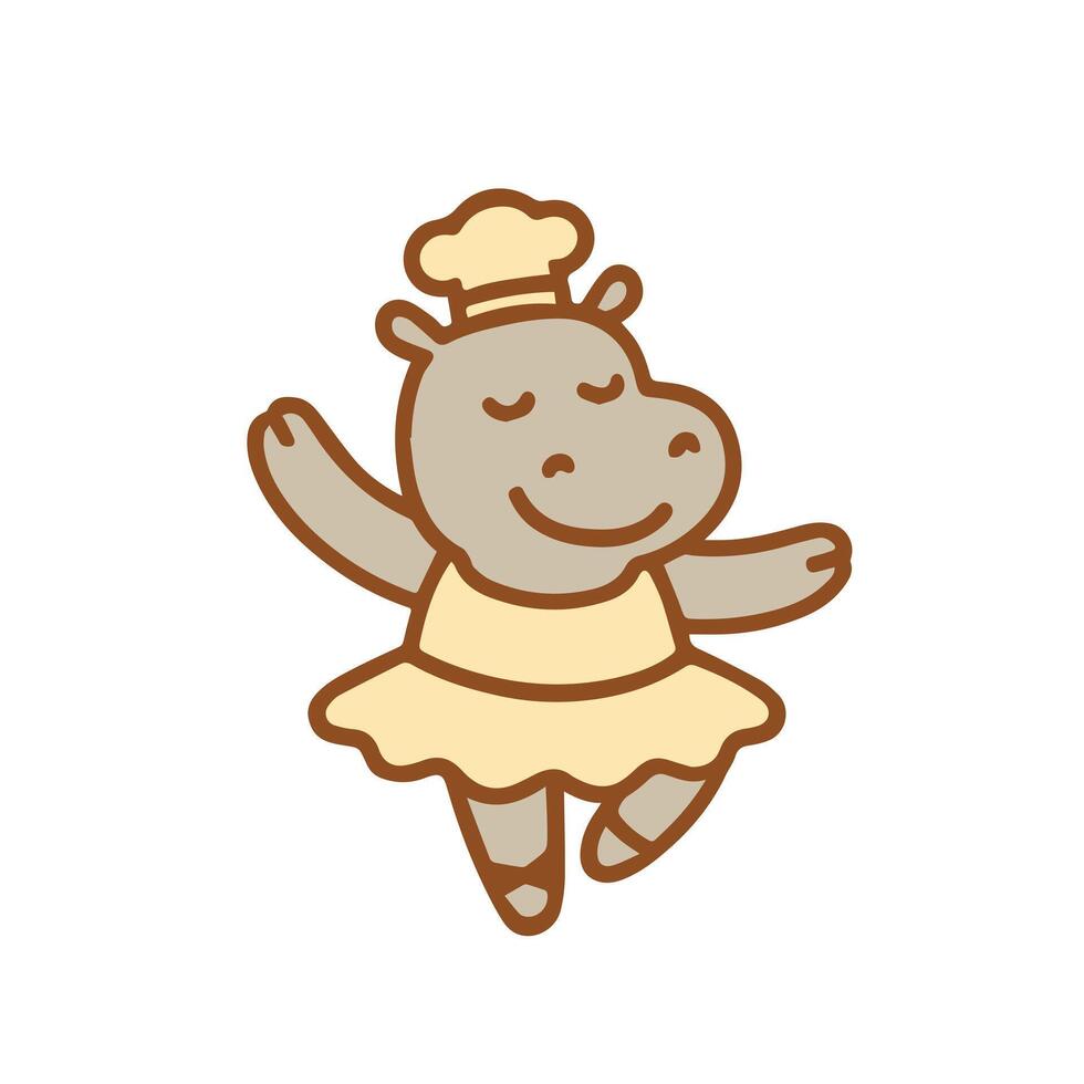 A Dancing Hippo Chef in a Tutu vector