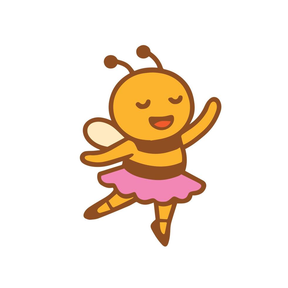 Cute Cartoon Bee Dancing in a Ballet Tutu vector