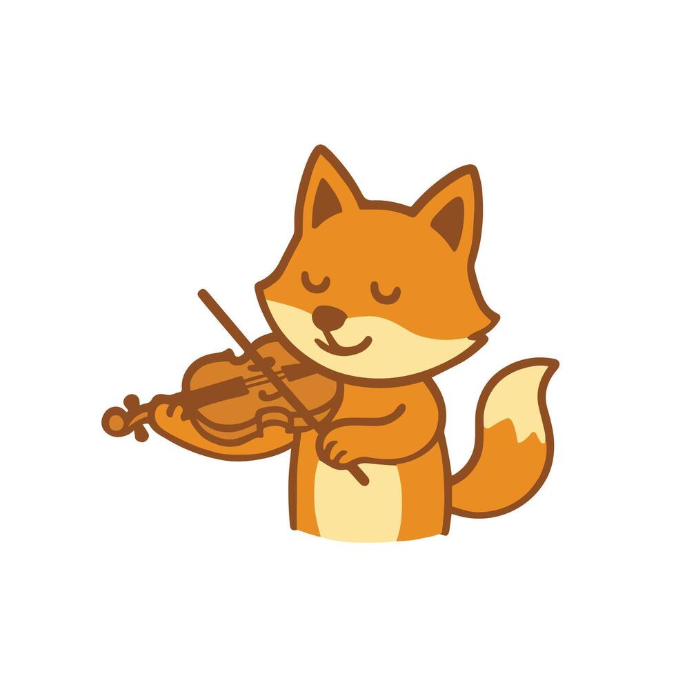 Cute Cartoon fox playing the violin vector