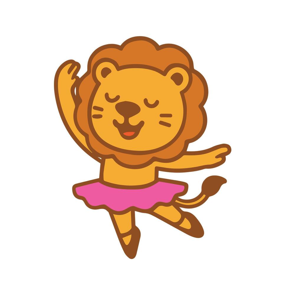 Cute Cartoon Lion Dancing Ballet in a Pink Tutu vector