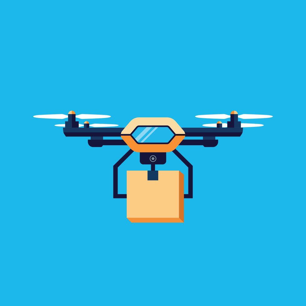drone delivery flying with boxes flat design vector